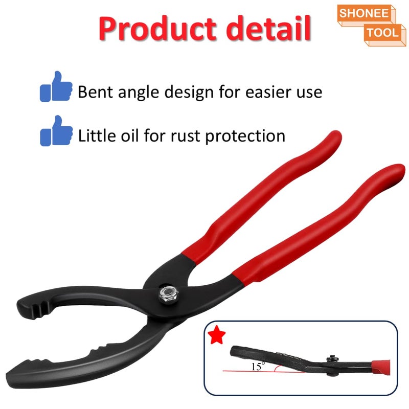 Shonee Oil Filter Wrench (L:12""  Jaw Capacity: 60mm to 102mm)  Automotive Oil Filter Removal Tool for Oil Change  Adjustable Fuel Filter Wrench Plier (1 Set) - Image 5